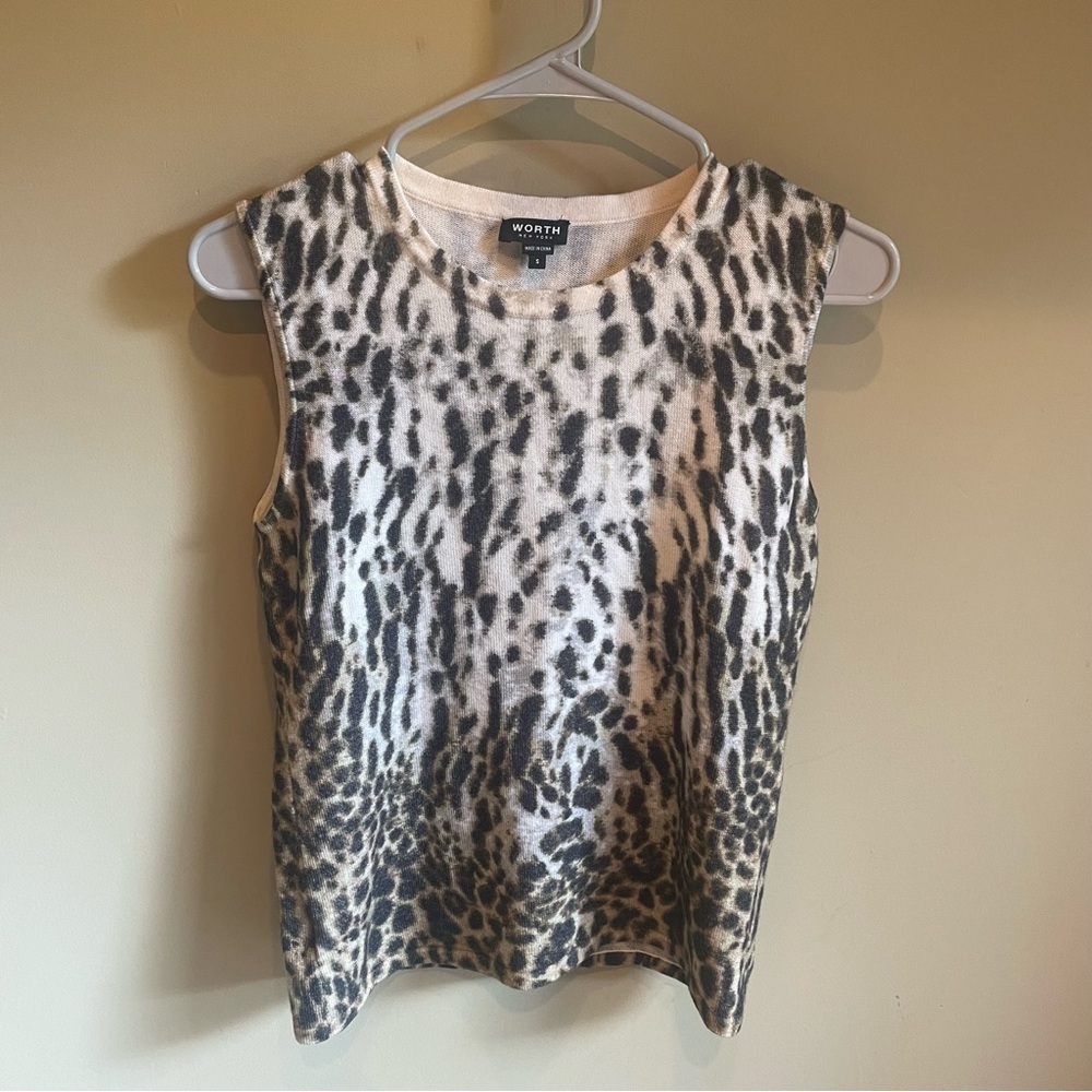 Worth New York Leopard Grey Wool Sweater S